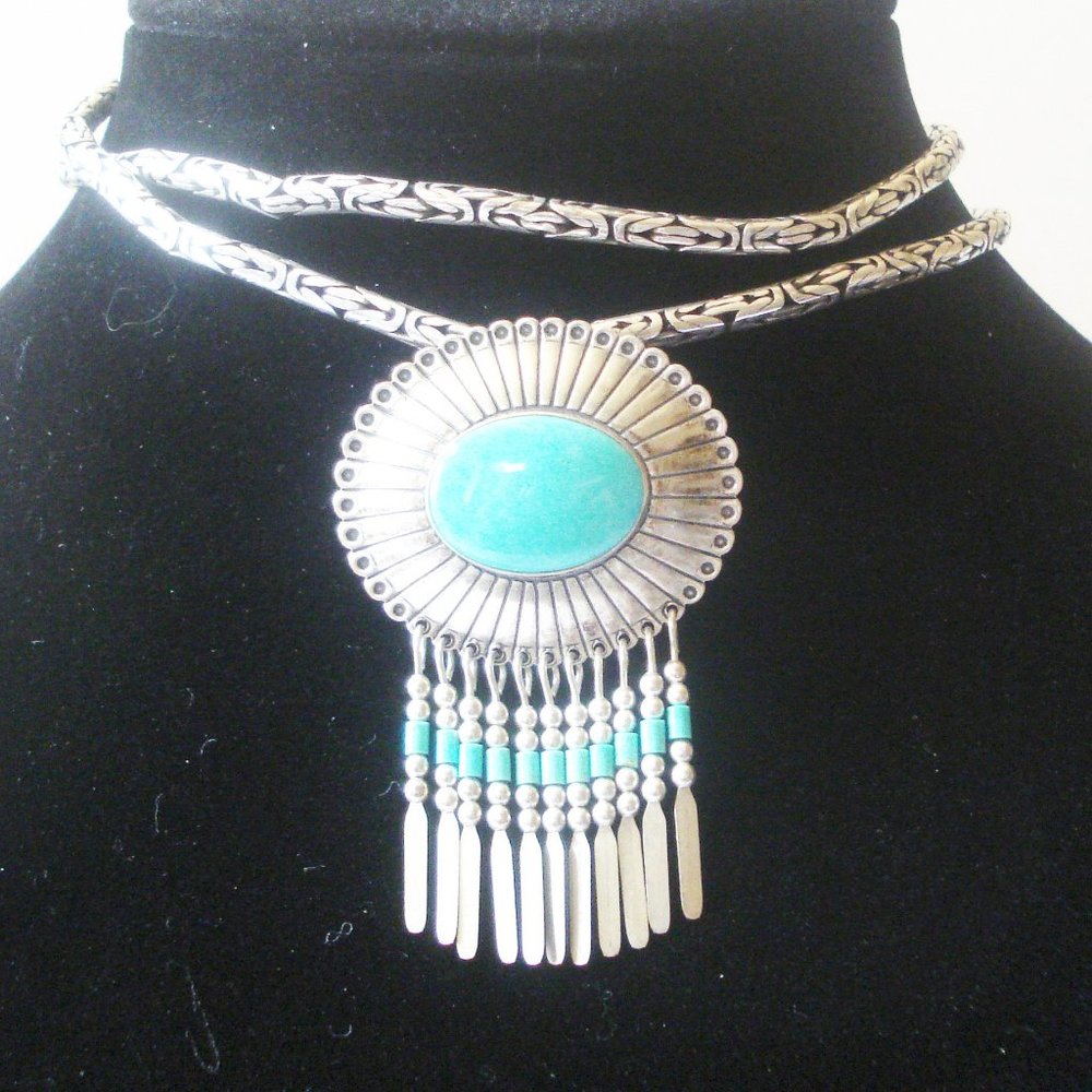 Sterling Silver Byzantine Chain with Charm